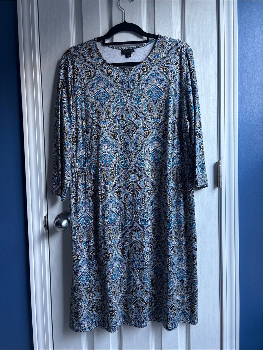 J.Jill Wearever Collection Paisley Midi Dress Size L Stretch